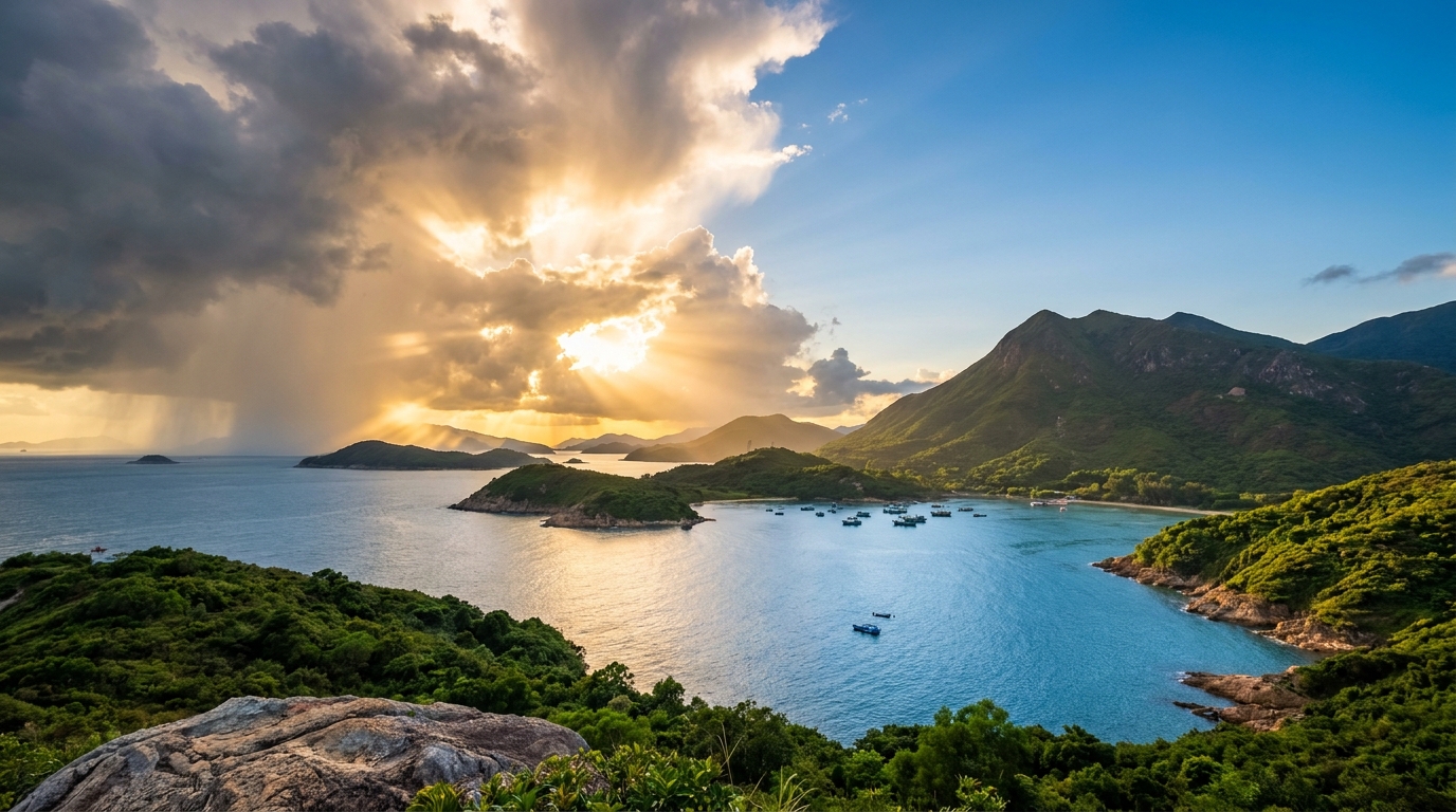 西貢海岸上空陽光與雲層交織的天空