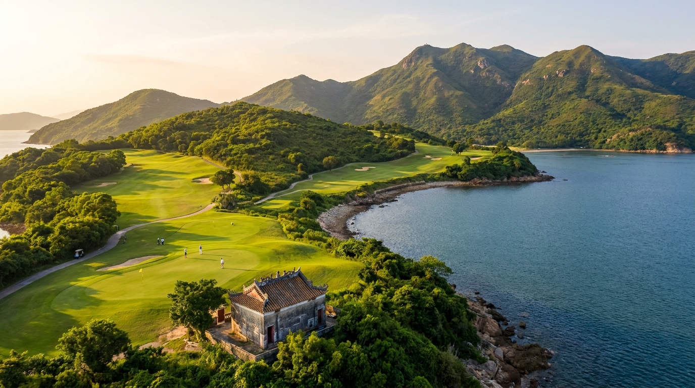 滘西洲高爾夫球島的球道與海景
