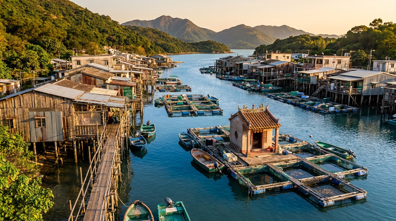 布袋澳海灣中的棚屋與漁船