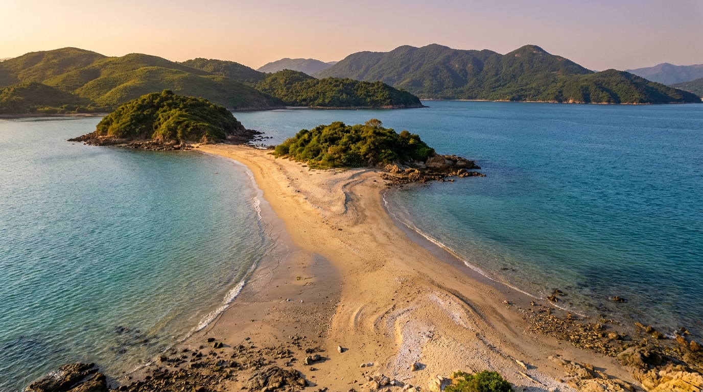 退潮時連接橋咀洲的連島沙洲