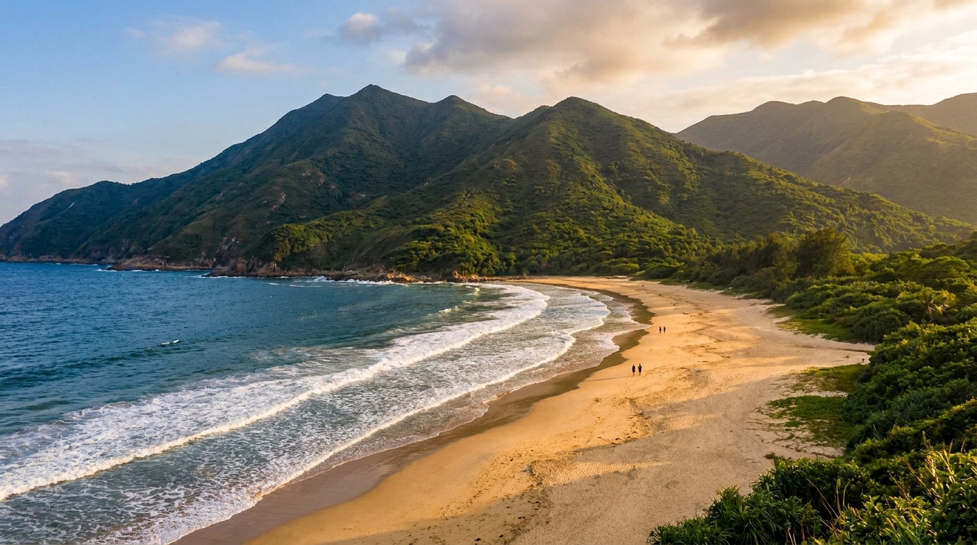大浪灣金黃海灘與拍岸浪花